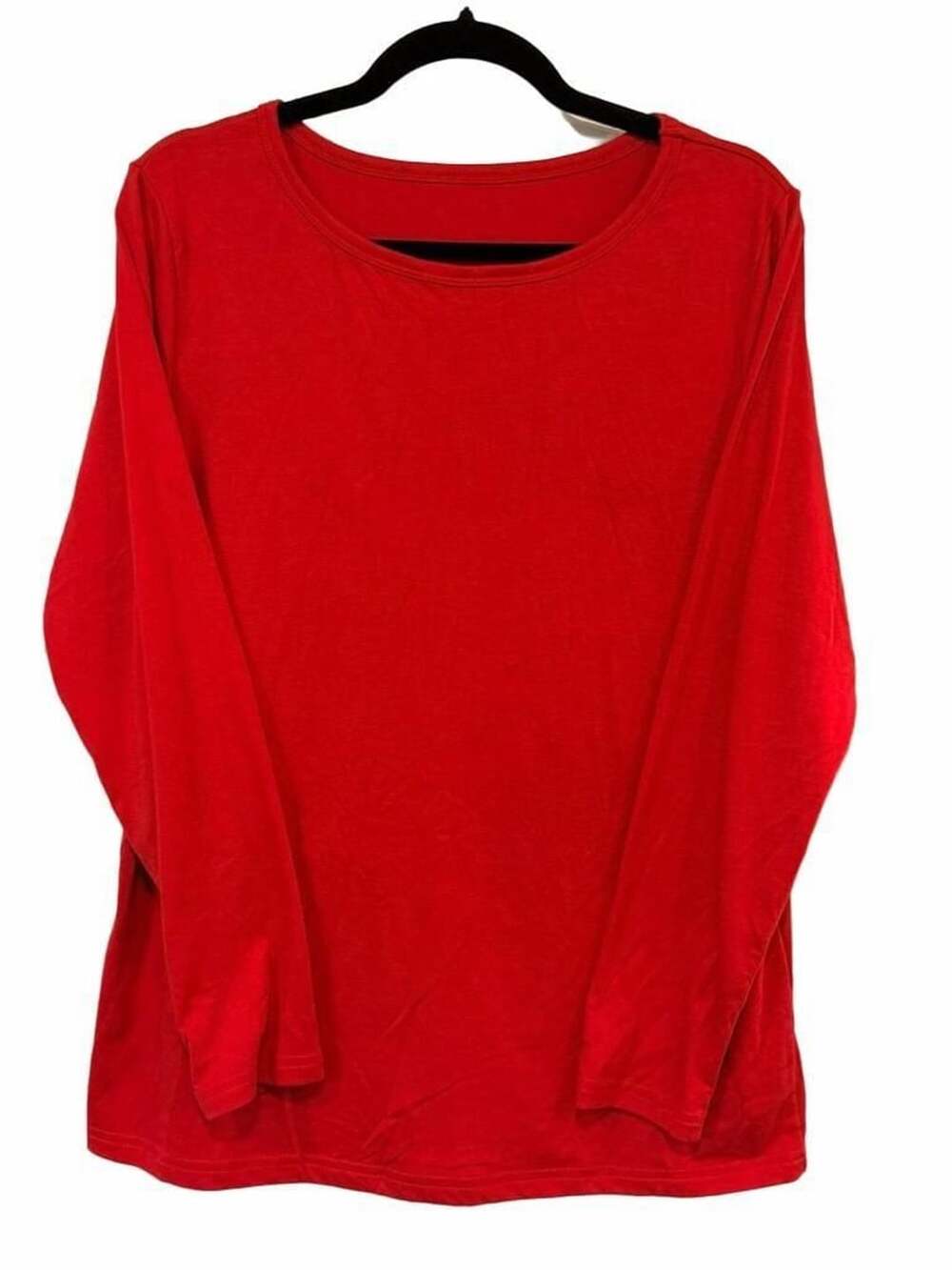 Red Long Sleeve Casual Basic T-Shirt Size L